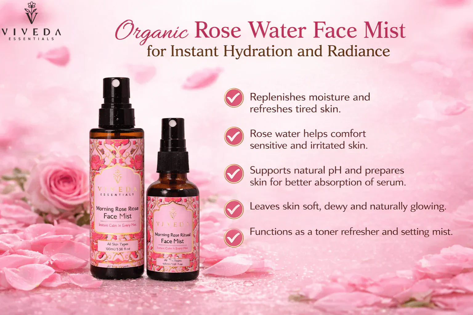 Organic Rose Water Face Mist for Instant Hydration and Radiance